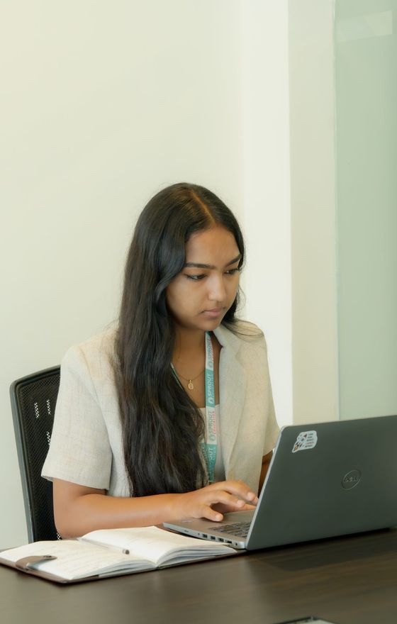 A counsellor at her desk