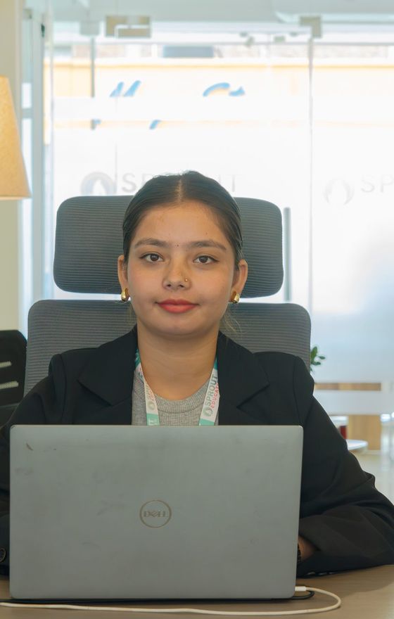 A counsellor at the front desk